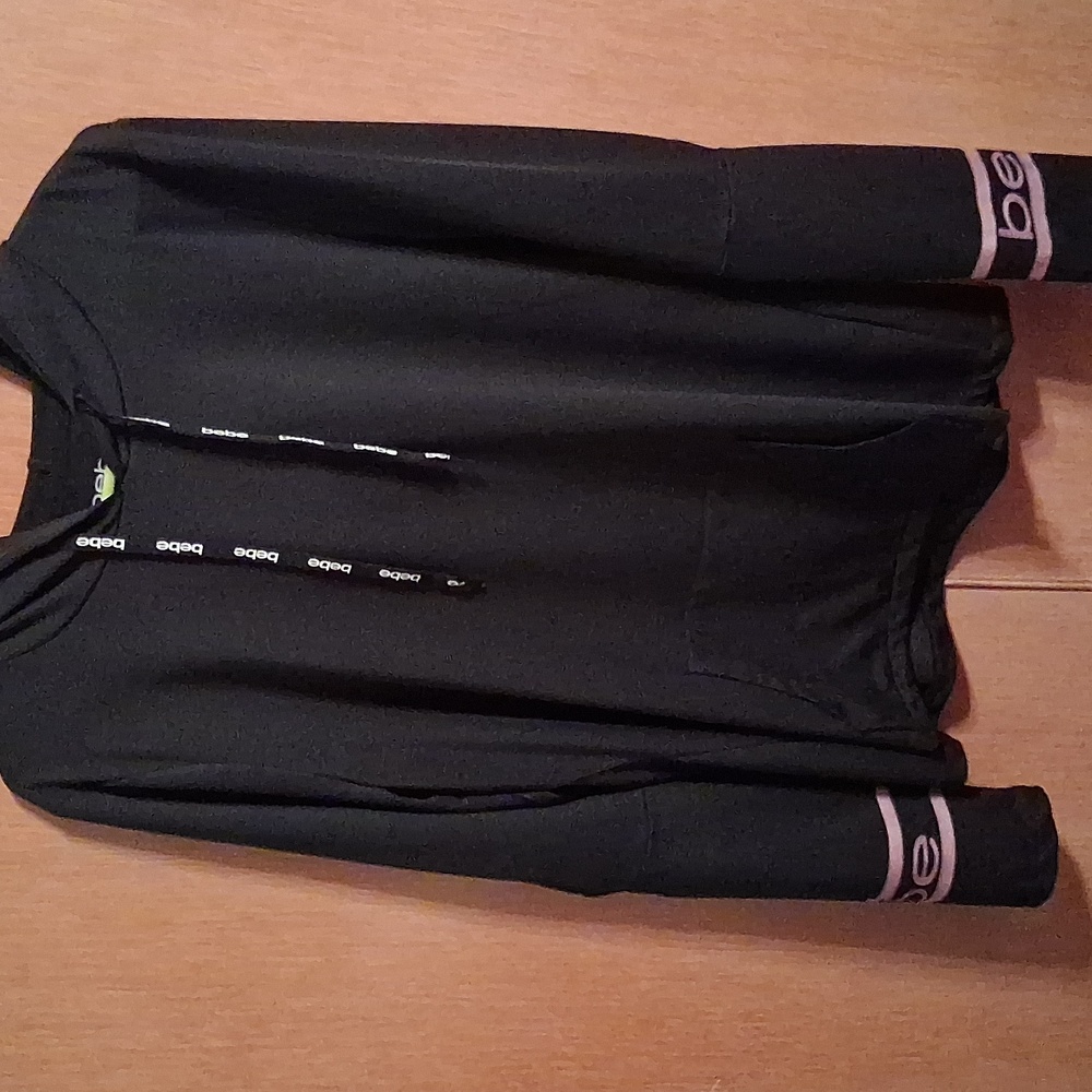 Bebe - Black Hooded Longsleeve Top XL